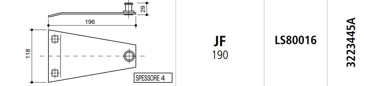 SOPORTE CUCHILLAS SEGADORA ROTATIVA JF 190 LS80016