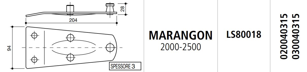 SOPORTE CUCHILLAS SEGADORA ROTATIVA MARANGON 2000-2500 LS80018