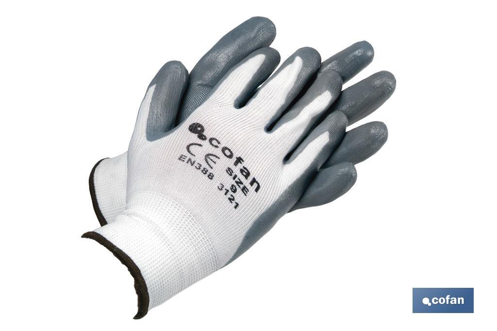 GUANTES 100%  POLIESTER  IMPREGNADO NITRILO GRIS T-9