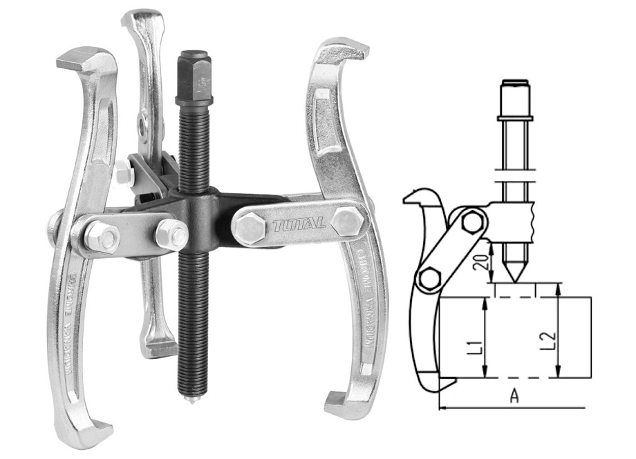 EXTRACTOR 3&quot; DE 3 GARRAS Cr-V 3000KG - TOTAL TOOLS