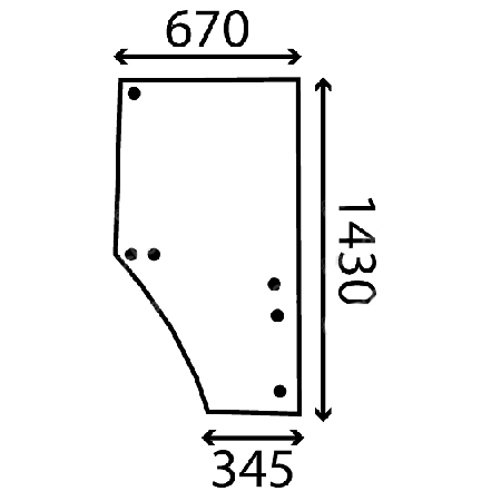 CRISTAL PUERTA DERECHA TINTADO - ABOMBADO ADAPT. A JOHN DEERE S. 6000/7000