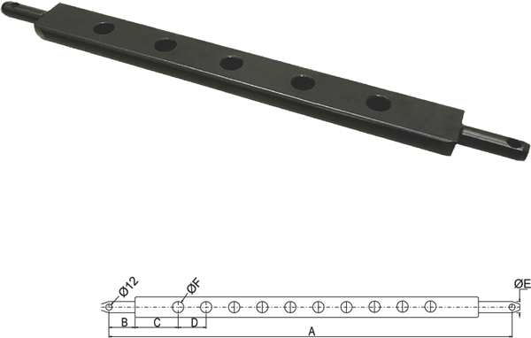 BARRA PORTA APEROS 820mm (PLETINA 75x30)
