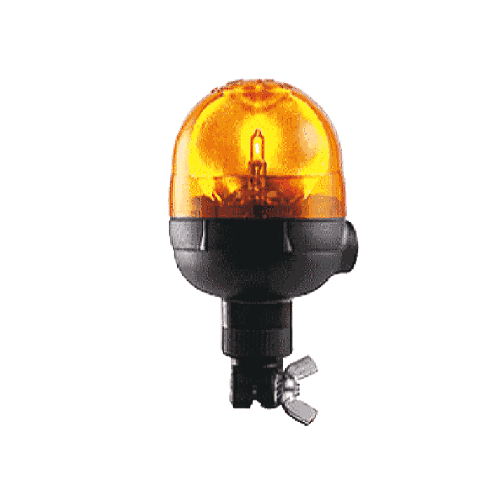 ROTATIVO AMBAR BASE RIGIDA FIJACIÓN A BARRA 12V RINDER 86.12