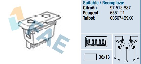 Interruptor techo corredizo FAE 62580