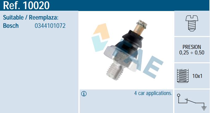 Sensor presión aceite FAE 10020