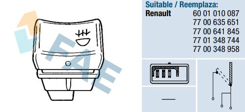 Interruptor antiniebla FAE 61080 Renault