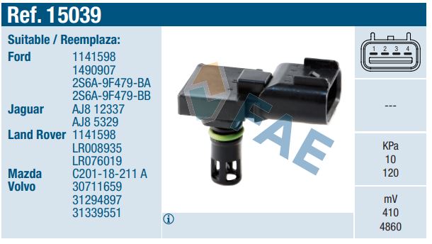 Sensor de presión absoluta FAE 15039