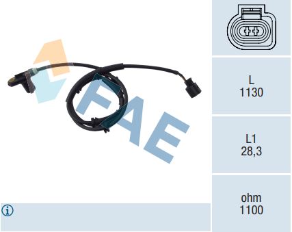 Sensor Velocidad Rueda - ABS FAE 78025