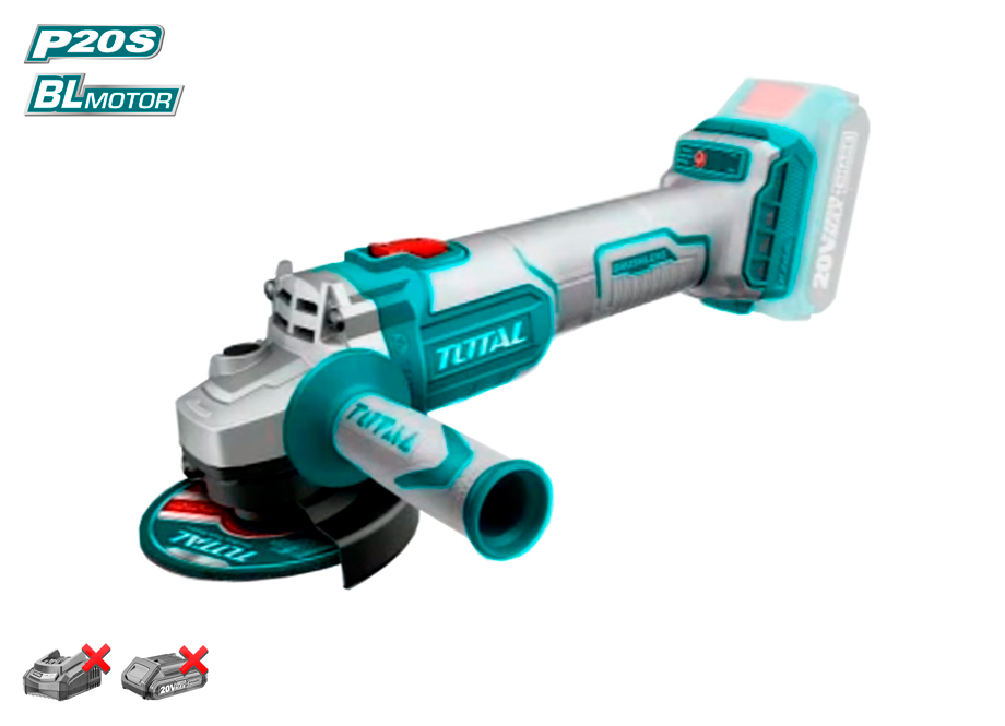 AMOLADORA 115MM M14 BATERIA 20V BRUSHLESS TOTAL P20S (BATERIA Y CARGADOR NO INCLUIDOS)