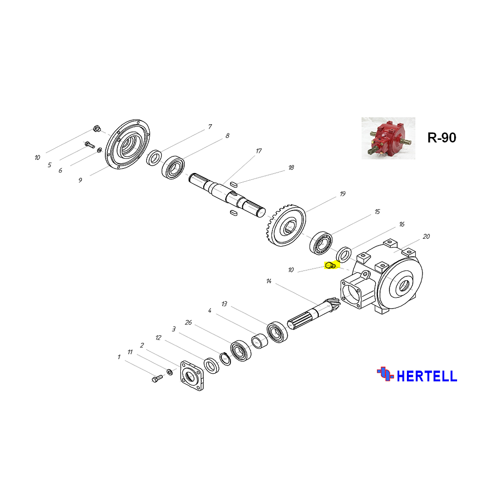 Tapón para grupo de engranajes HERTELL R-90 (N.10)