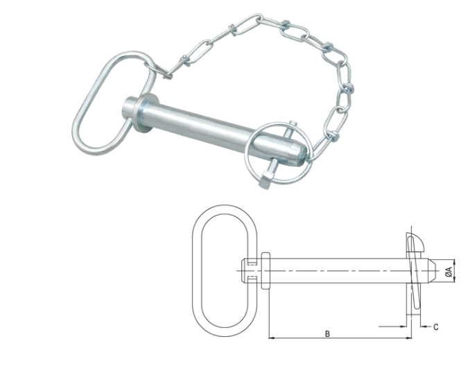 BULON ASA OVALADA Y PASADOR CON CADENA 30X183 mm