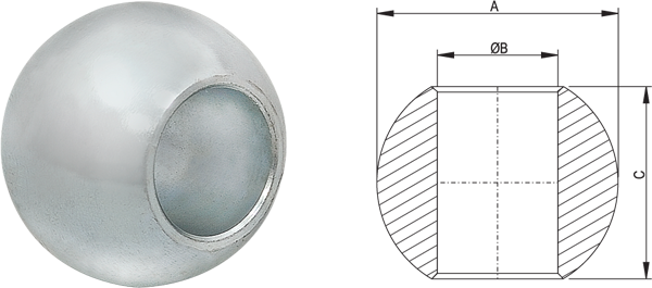 BOLA BRAZO 25.4X56X35 mm SIN COLLAR (D)
