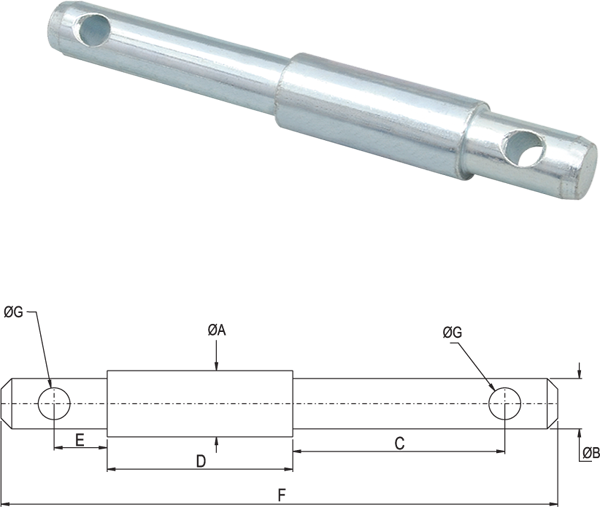 BULÓN-PASADOR 2 MEDIDAS 22/28/22x210 mm con ojales de 12 mm