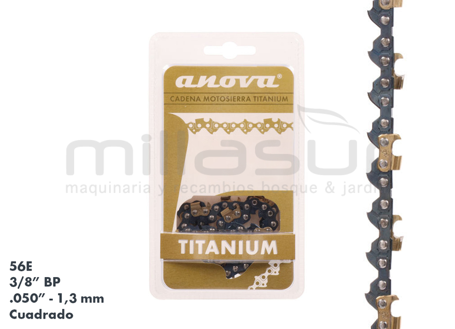 CADENA ANOVA TITANIUM 3/8&quot; BP - .050&quot; CUADRADO - 56 Eslabones