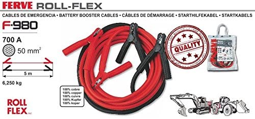 CABLES + PINZAS DE ARRANQUE FERVE 980 VEHICULO PESADO 50 mm2 - 700 A - 5 m 