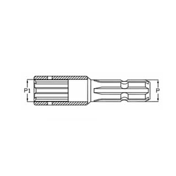ADAPTADOR / ALARGADOR EJE LISO Ø 25mm para chaveta de 8mm (HEMBRA) A 1-3/8" Z.6 (MACHO)