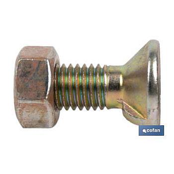 TORNILLO REJA / CULTIVADOR DIN 604 CON TUERCA 934 (6.8) 12x35 (ZINCADO)