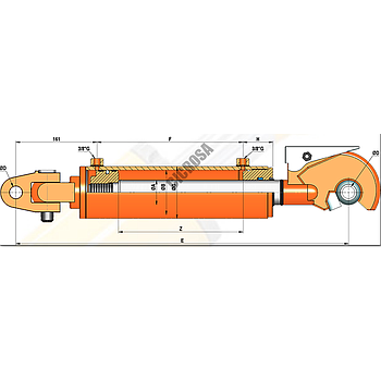 Tercer punto hidráulico 45-70/80-250 Rótulas de Ø 32 Enganche rápido Sin Válvula