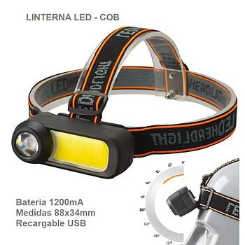 LAMPARA DE CABEZA LED COB RECARGARBLE USB, 1200mAh